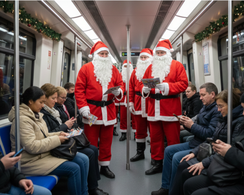 Санта клаусы в метро